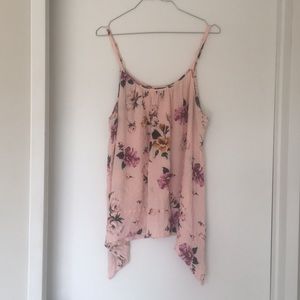 Pink floral plus size tank top